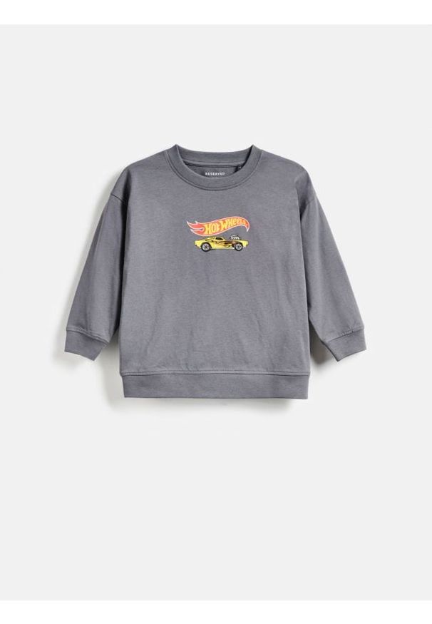Reserved - Longsleeve Hot Wheels - ciemnoszary. Kolor: szary. Materiał: bawełna, dzianina