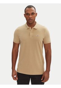 Tommy Jeans Polo DM0DM20676 Beżowy Slim Fit. Typ kołnierza: polo. Kolor: beżowy. Materiał: bawełna