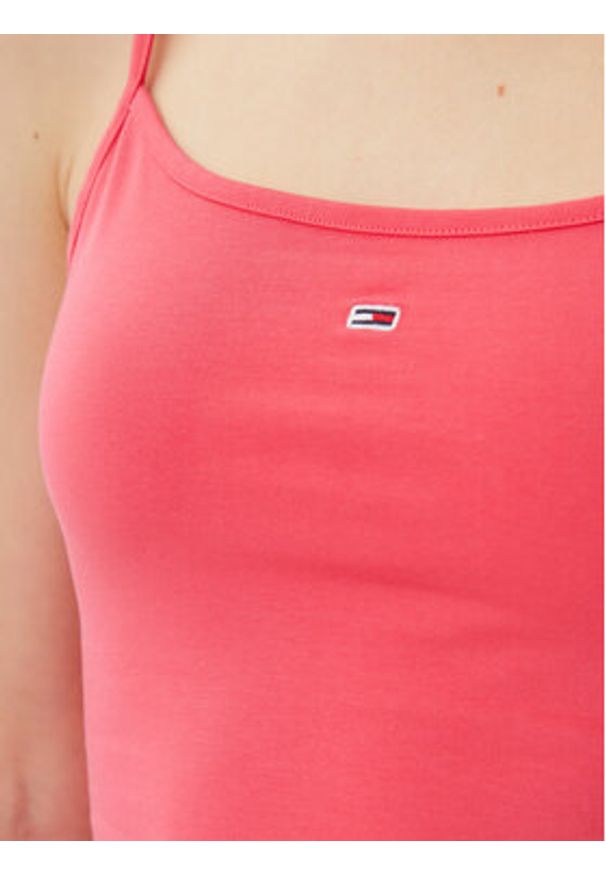 Tommy Jeans Top Essential DW0DW20675 Różowy Slim Fit. Kolor: różowy. Materiał: bawełna