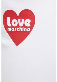 Love Moschino spodnie dresowe kolor biały z nadrukiem. Kolor: biały. Materiał: dresówka. Wzór: nadruk #2