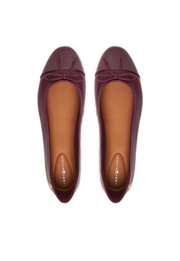 TOMMY HILFIGER - Tommy Hilfiger Baleriny Patent Toe-Cap FW0FW08830 Bordowy. Kolor: czerwony. Materiał: skóra
