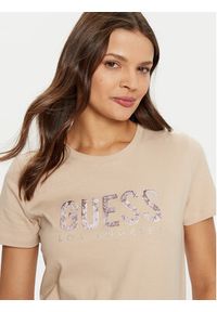 Guess T-Shirt W5RI19 I3Z14 Beżowy Regular Fit. Kolor: beżowy. Materiał: bawełna