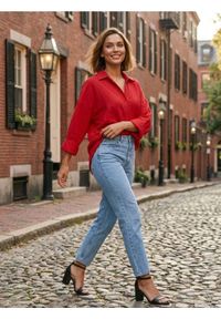 Sinsay - Wiskozowa koszula - czerwony. Kolor: czerwony. Materiał: wiskoza