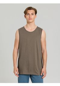 Sinsay - Bawełniany tank top basic - brązowy. Kolor: brązowy. Materiał: bawełna