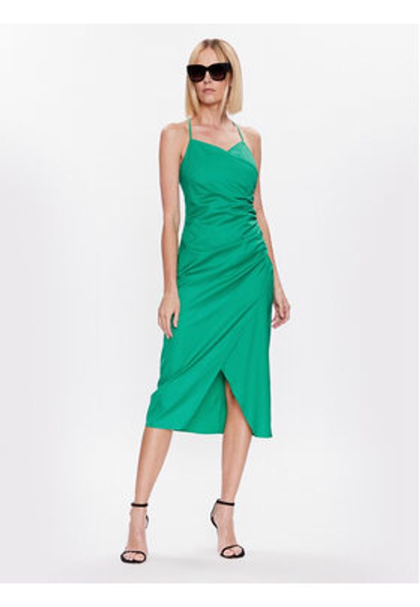 Salsa Sukienka codzienna 127409 Zielony Regular Fit. Okazja: na co dzień. Kolor: zielony. Materiał: bawełna, len. Typ sukienki: proste. Styl: casual