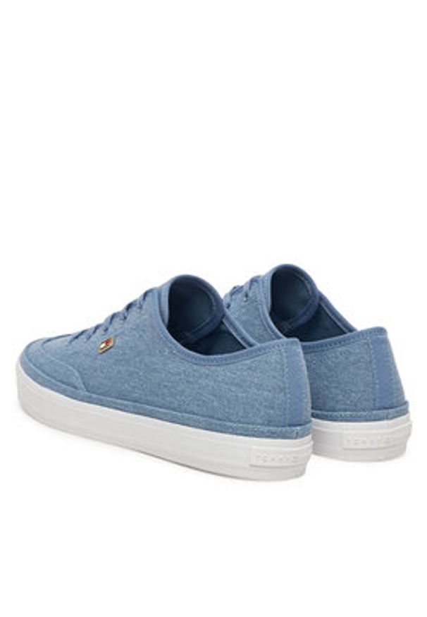 TOMMY HILFIGER - Tommy Hilfiger Sneakersy Washed Canvas Vulc Sneaker FW0FW08894 Niebieski. Kolor: niebieski. Materiał: materiał