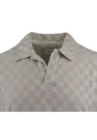 Męska Koszulka Polo z Dekoltem Bez Guzików - Brave Soul - Beżowa. Okazja: na co dzień. Typ kołnierza: polo. Kolor: beżowy, wielokolorowy, brązowy. Materiał: elastan, poliester. Styl: casual #6