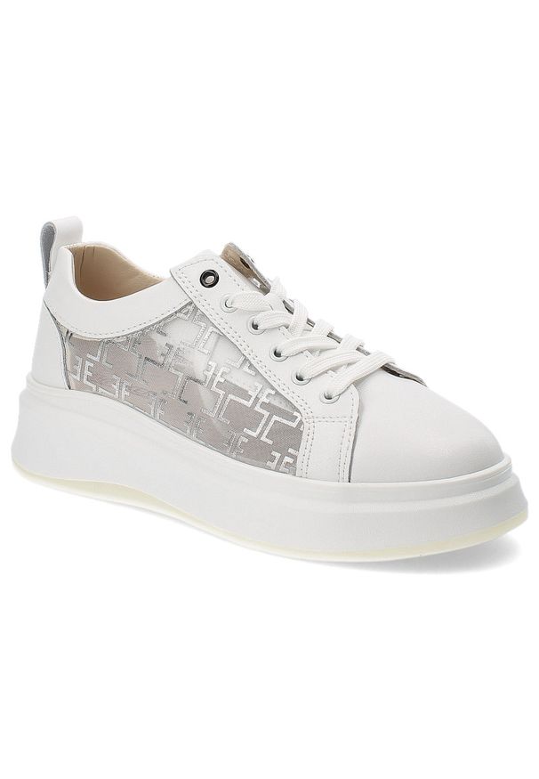 Białe Sneakersy Artiker Stylowe Przezroczyste Obuwie Damskie. Okazja: na co dzień. Kolor: biały. Materiał: materiał. Wzór: aplikacja