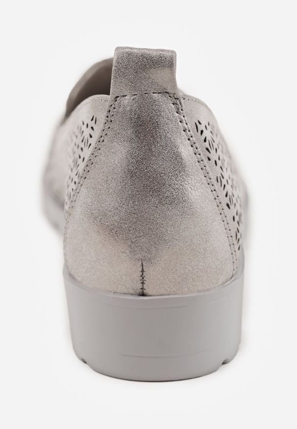 Born2be - Szare Półbuty na Koturnie ze Skórzaną Wkładką i Ażurową Cholewką Arivos. Okazja: na co dzień. Kolor: szary. Materiał: skóra. Szerokość cholewki: normalna. Wzór: ażurowy. Obcas: na koturnie. Styl: casual, elegancki