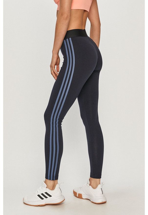 Adidas - adidas - Legginsy. Stan: podwyższony. Kolor: niebieski. Materiał: dzianina