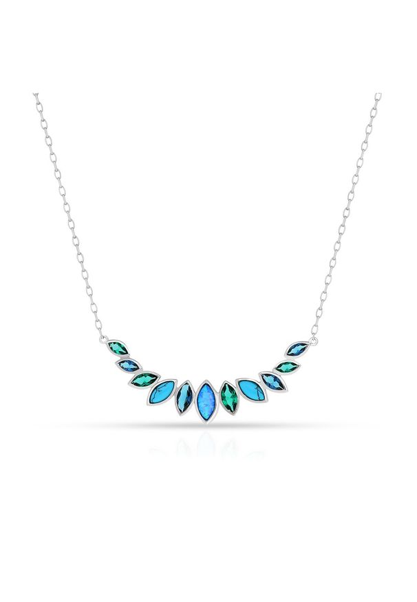 W.KRUK Naszyjnik - srebro 925, Cyrkonia,opal syntetyczny,.... Materiał: srebrne. Wzór: geometria. Kamień szlachetny: cyrkonia, opal