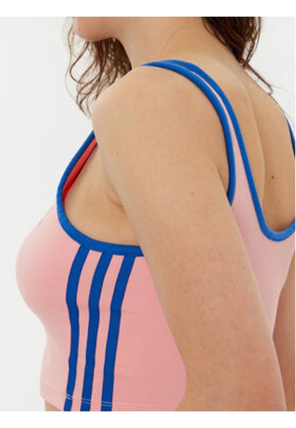 Adidas - adidas Top adicolor 3-Stripes JP2293 Różowy Slim Fit. Kolor: różowy. Materiał: bawełna