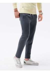 Ombre Clothing - Spodnie męskie dresowe P866 - grafitowe - XXL. Kolor: szary. Materiał: dresówka. Styl: klasyczny #3