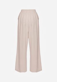 Renee - Jasnobeżowe Szerokie Spodnie z Wiskozą z Gumką w Pasie Lealirre. Okazja: na co dzień. Kolor: beżowy. Materiał: wiskoza. Wzór: gładki. Styl: casual #7