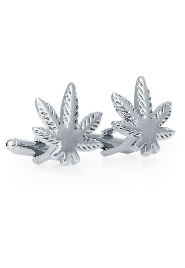 Modini - Srebrne spinki do mankietów - liście konopi A288. Kolor: srebrny