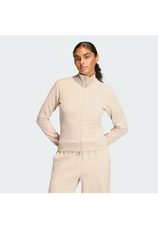 Adidas - Bluza Dresowa Soft Lux Slim. Kolor: biały. Materiał: dresówka. Sport: fitness