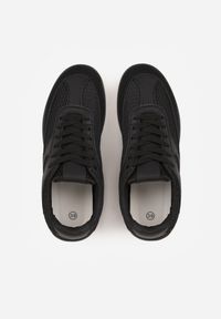 Renee - Czarne Sneakersy z Geometrycznym Wzorem Elrineth. Kolor: czarny. Materiał: prążkowany, jeans. Wzór: geometria #9