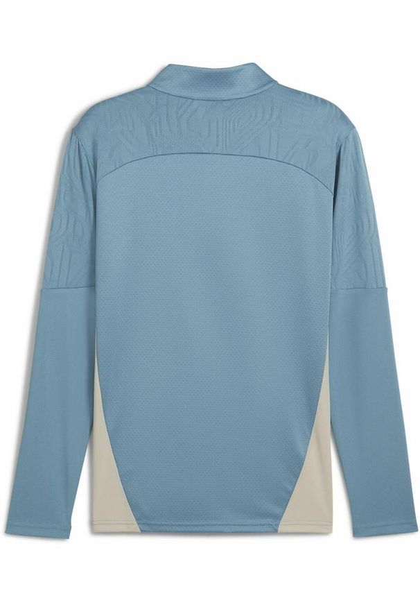 Puma - Męska bluza treningowa Olympique Marsylia z zamkiem 1/4 PUMA. Kolor: wielokolorowy, beżowy, niebieski. Sport: fitness