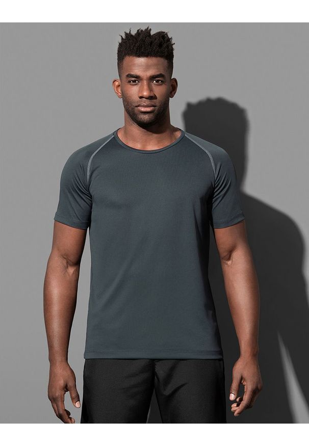 Szary t-shirt Stedman raglanowy rękaw, sportowy