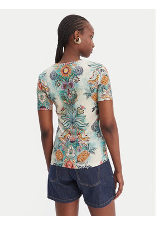 Just Cavalli T-Shirt 80PAHE02 CJ112 Kolorowy Slim Fit. Materiał: bawełna. Wzór: kolorowy