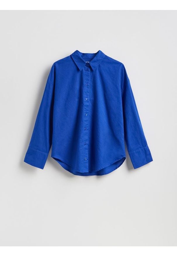 Reserved - Koszula z bawełny oxford - niebieski. Kolor: niebieski. Materiał: bawełna