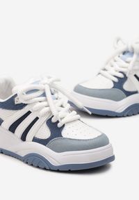 Renee - Niebieskie Sneakersy na Grubej Podeszwie z Brokatem Lenema. Okazja: na co dzień. Kolor: niebieski #5