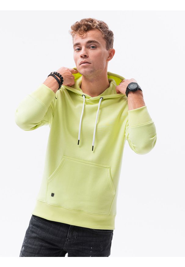 Żółta bluza Ombre Clothing z kapturem, klasyczna