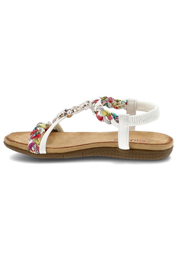 Sandały damskie Artiker, cholewka z materiału elastyczny pasek na pięcie plecione detale, białe, 58C0626. Zapięcie: pasek. Kolor: biały. Materiał: materiał