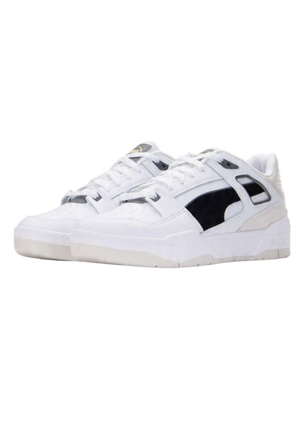 Puma - Męskie Zamszowe Buty Sportowe Slipstream. Kolor: biały. Materiał: zamsz. Sport: turystyka piesza