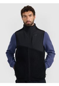 4f - 4F Bezrękawnik sherpa męski - czarny M. Typ kołnierza: kołnierzyk stójkowy. Kolor: czarny. Materiał: materiał. Długość rękawa: bez rękawów #1