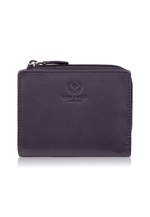 PAOLO PERUZZI - Portfel damski skórzany mały fioletowy w orientacji poziomej z RFID Paolo Peruzzi SL-06-VI. Kolor: fioletowy. Materiał: skóra