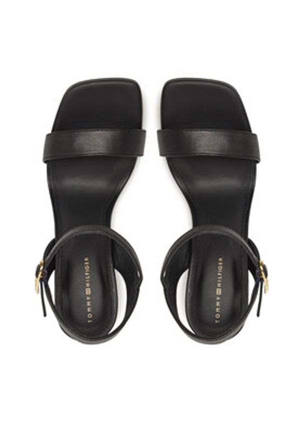 TOMMY HILFIGER - Tommy Hilfiger Sandały High Heel Leather Sandal FW0FW08534 Czarny. Kolor: czarny. Materiał: skóra