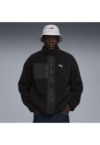 Puma - Męska dwustronna kurtka hybrydowa z dzianiną typu baranek PUMA Black. Kolor: czarny. Materiał: dzianina. Wzór: gładki. Sport: turystyka piesza
