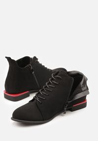 Born2be - Czarne Botki Typu Trzewiki z Imitacji Zamszu Vices Implie. Okazja: na co dzień. Kolor: czarny. Materiał: zamsz. Styl: klasyczny, casual, elegancki