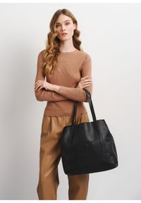 Ochnik - Skórzana torebka damska shopper. Kolor: czarny. Materiał: skórzane. Styl: casual #3