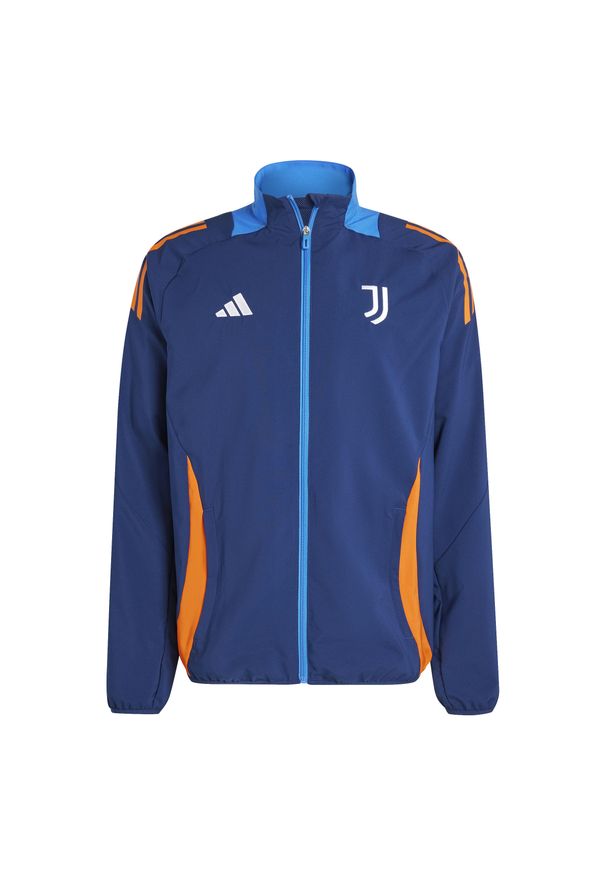 Adidas - Bluza dresowa Prematch Juventus Turin 2024/25. Kolor: pomarańczowy, niebieski, wielokolorowy. Materiał: dresówka. Sport: piłka nożna
