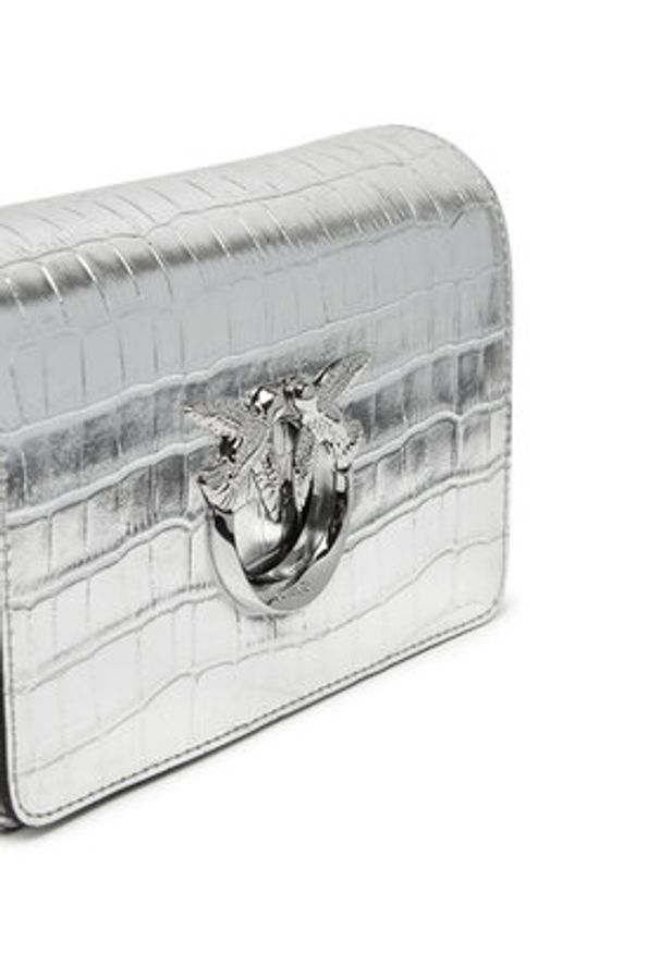 Pinko - PINKO Torebka Love Click Mini AI 24-25 PLTT 100067 A1W5 Srebrny. Kolor: srebrny. Materiał: skórzane