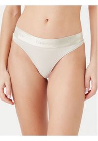 Calvin Klein Underwear Stringi 000QF7997E Beżowy. Kolor: beżowy. Materiał: bawełna