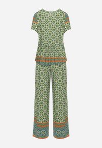 Born2be - Zielony Letni Komplet z Wiskozy w Mozaikowy Wzór Bluzka i Szerokie Spodnie Latasha. Kolor: zielony. Materiał: wiskoza #2