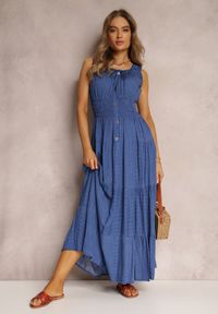 Renee - Niebieska Sukienka Kilroy. Kolor: niebieski. Długość rękawa: bez rękawów. Sezon: lato. Typ sukienki: rozkloszowane. Styl: boho. Długość: maxi