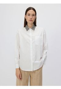 Reserved - Koszula z ozdobnym kołnierzem - biały. Kolor: biały. Materiał: bawełna #1