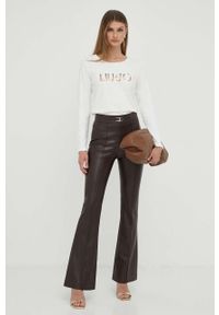 Liu Jo longsleeve damski kolor biały. Kolor: biały. Materiał: dzianina, prążkowany. Długość rękawa: długi rękaw. Długość: długie #2