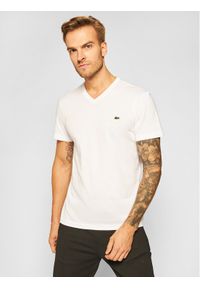 Lacoste T-Shirt TH2036 Biały Regular Fit. Kolor: biały. Materiał: bawełna