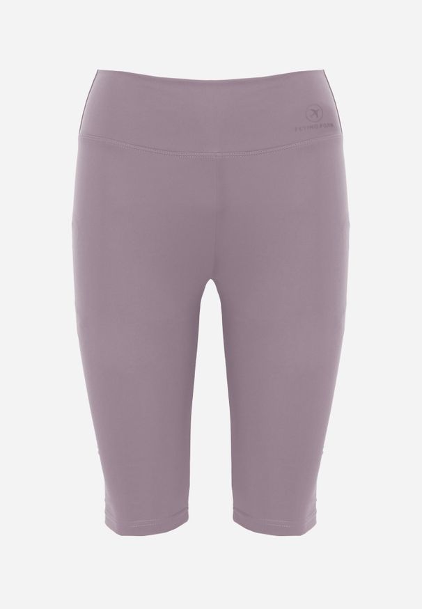 Renee - Jasnofioletowe Szorty Bikery High Waist z Wyszczuplającym Pasem Briarrose. Okazja: na co dzień. Stan: podwyższony. Kolor: fioletowy. Materiał: len. Styl: casual, sportowy