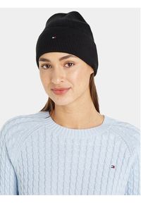 TOMMY HILFIGER - Tommy Hilfiger Czapka Essential Flag Beanie AW0AW15309 Czarny. Kolor: czarny. Materiał: bawełna #4