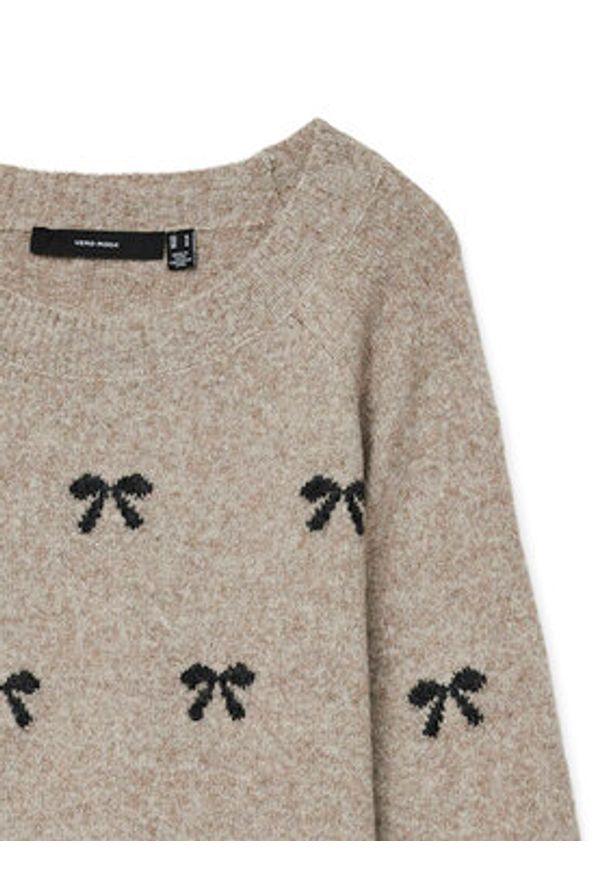 Vero Moda Sweter Doffy 10330790 Beżowy Regular Fit. Kolor: beżowy. Materiał: syntetyk