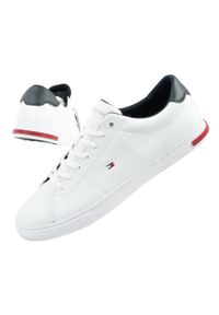 TOMMY HILFIGER - Buty sportowe męskie trampki Tommy Hilfiger Essential skóra. Kolor: biały. Materiał: skóra