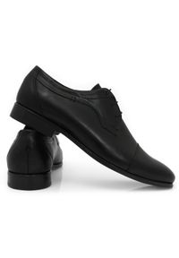 Modini - Czarne półmatowe obuwie wizytowe T156. Kolor: czarny. Materiał: skóra. Styl: wizytowy