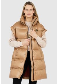 Blauer USA - BLAUER Długi brązowy bezrękawnik damski Daisy, Rozmiar S. Kolor: brązowy. Materiał: poliamid. Długość rękawa: bez rękawów. Długość: długie
