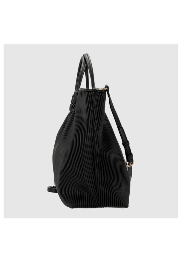 Valentino by Mario Valentino - VALENTINO Duża czarna plisowana shopperka river re z saszetką. Kolor: czarny